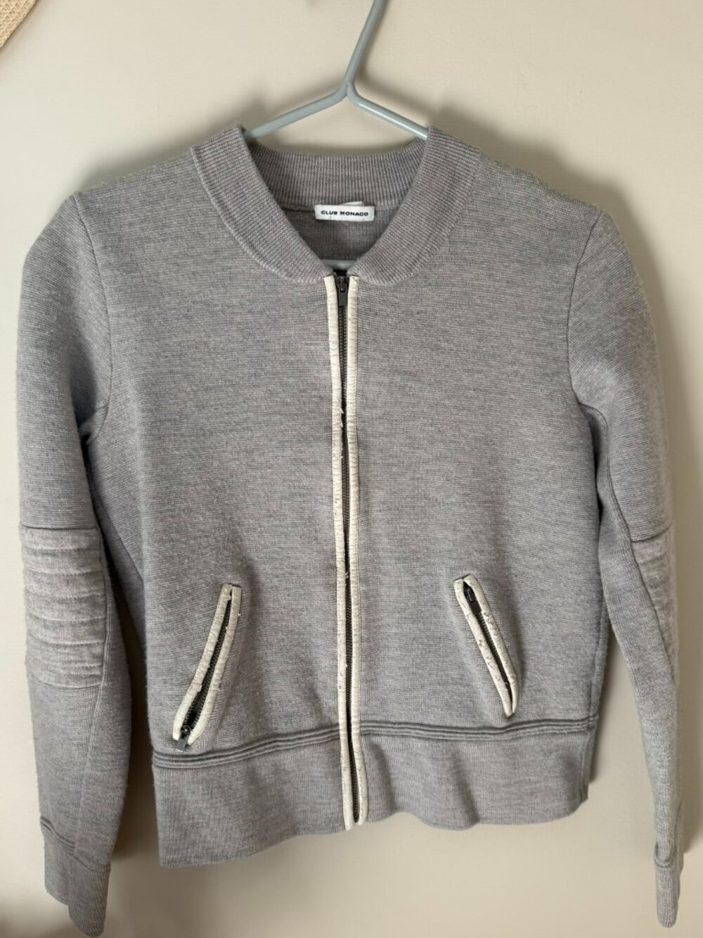 Club Monaco Grey Moto-Style Zip Jacket